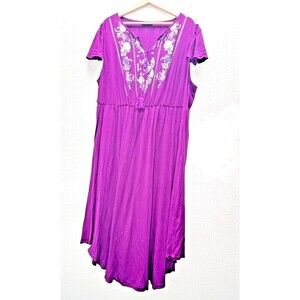 Bloomchic purple bohemian women maxi dress short flower sleeve size 22-24